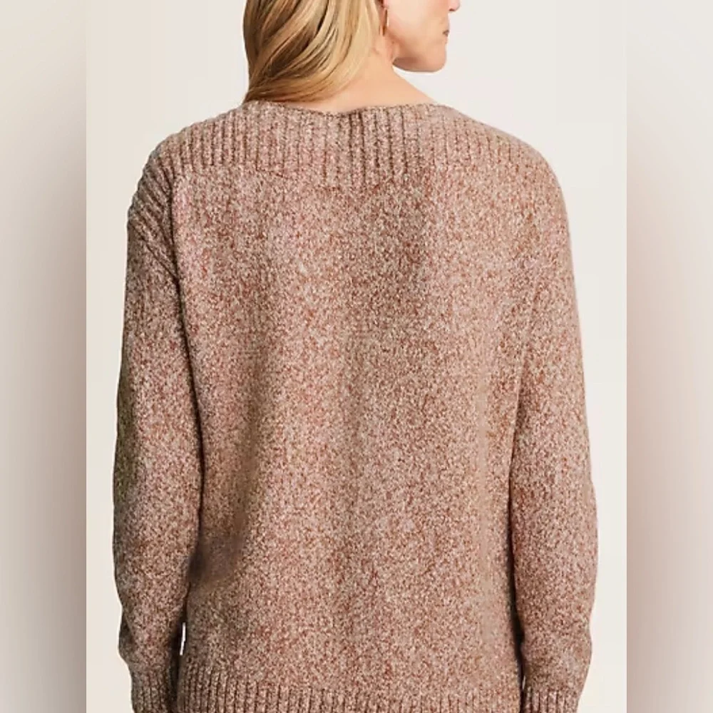 J Jill NWT MarledRib Stitched Boatneck Cotton Blend Sweater Bronze Barley M